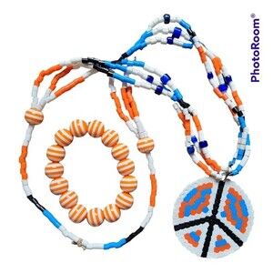 Peace Sign Perler Bead Necklace & Gumball Bracelet